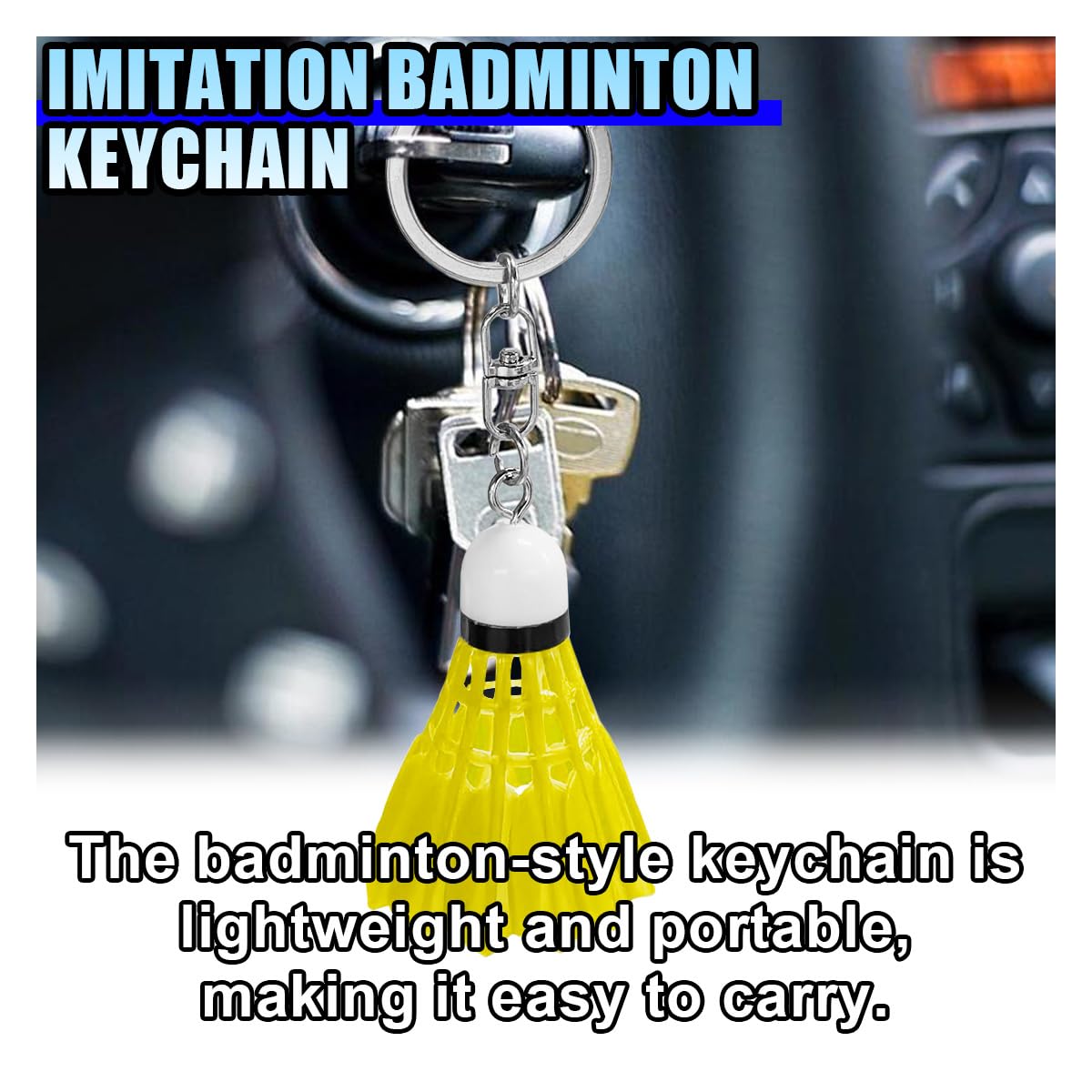 Mini Badminton Car Key Chain Personalized Auto Key Fob Keychain Holder Key Ring Decoration Accessories for Women Men — view 5