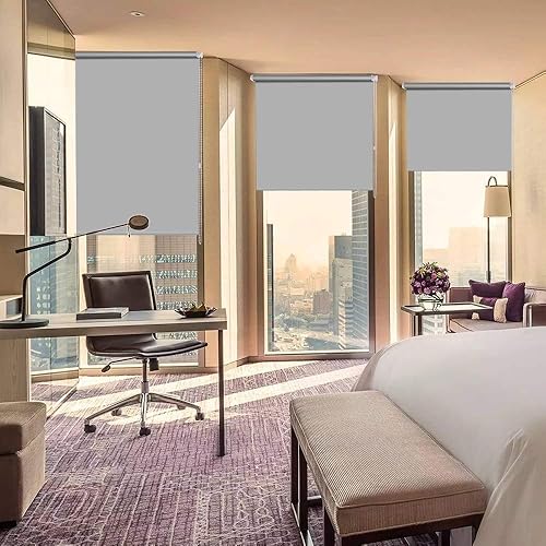 Miniatura 3 de LUCKUP Persianas enrollables de tela 100 % opaca, impermeables, con aislamiento térmico, protección UV para dormitorios, sala de estar, baño,