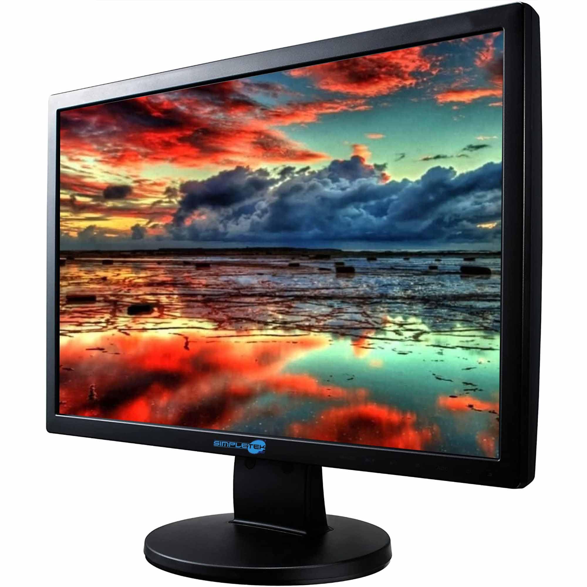 SIMPLETEK - Monitor Schermo da 19" HD 16:10- VGA | Montaggio a parete | Ottimo per casa e lavoro d’ufficio | Base inclusa (Ricondizionato)
