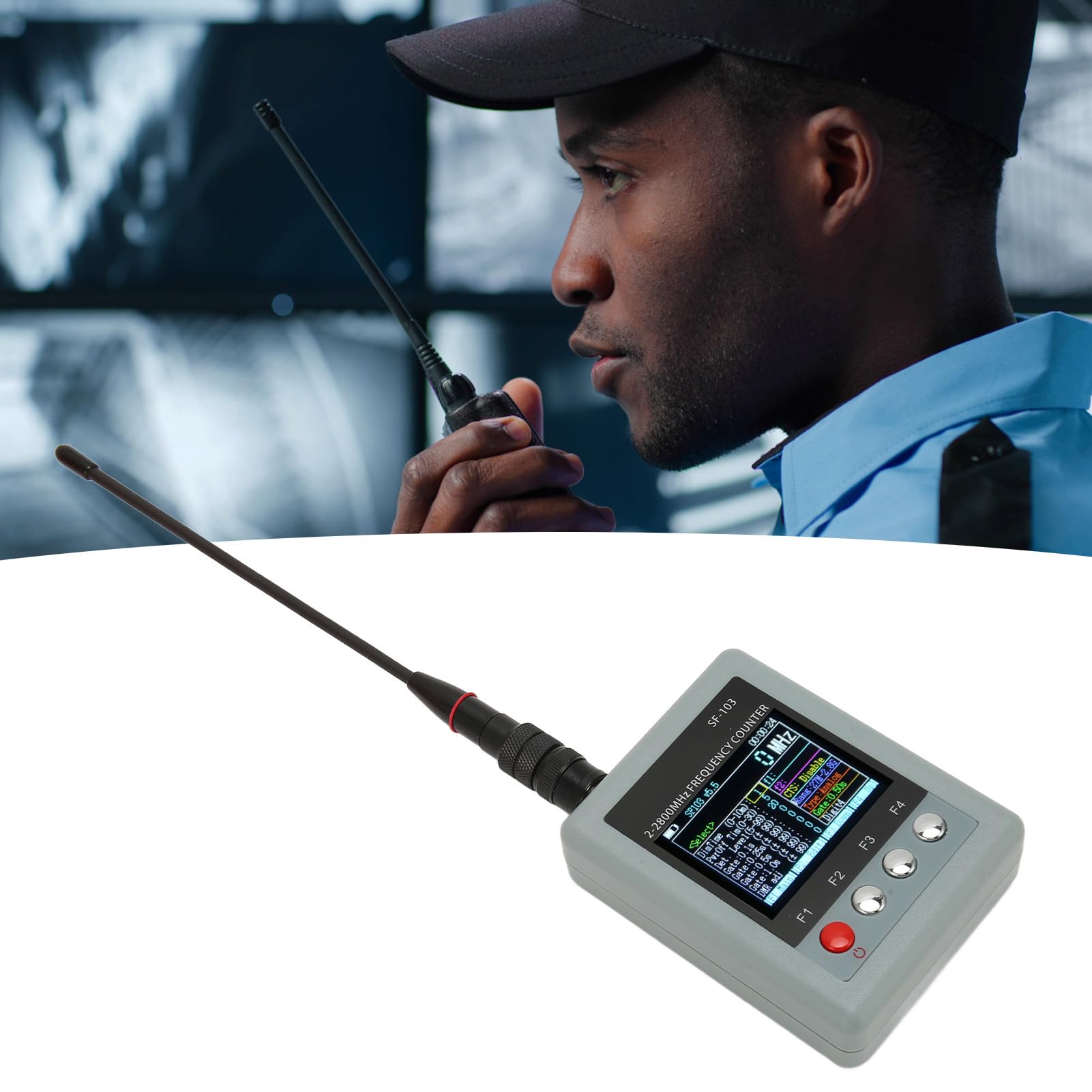 SF-103 A-SF103 Przenośny Licznik Częstotliwości 2 MHz - 2,8 GHz dla Radia Dwukierunkowego, Miernik Częstotliwości Walkie Talkie dla DMR i Analogowego, Akcesoria do Radia