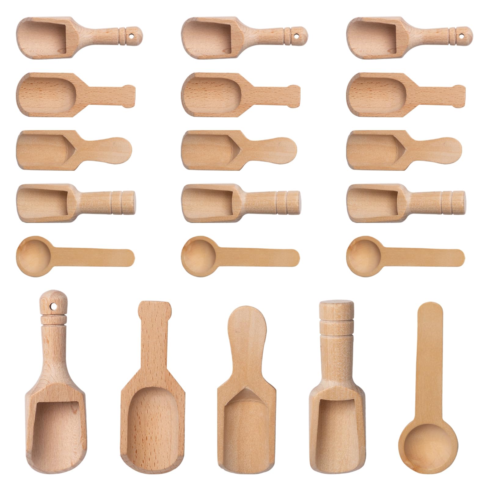 Cucchiaini In Legno Per Spezie - 3 Pezzi Per Miele, Zucchero, Sali E Gelato - Foto 5