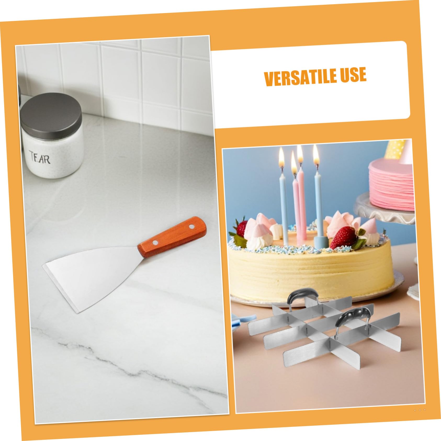 TOPBATHY 2 Stück Edelstahl Kuchen Teiler mit Spatel Multifunktional für Präzises Schneiden von Kuchen Tiramisu und Pizza Backzubehör Hygienisch und Langlebig für Profi Hobbybäcker