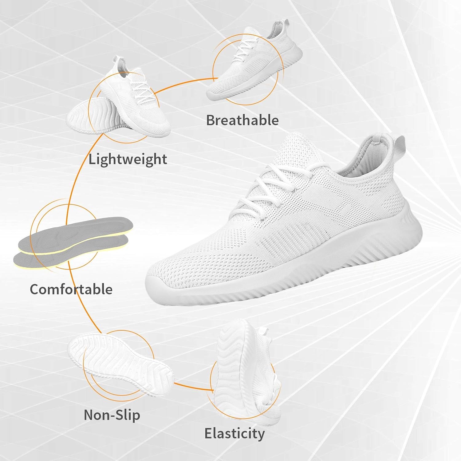 Flysocks Mens Slip On Sneakers Non Slip Work Shoes Lightweight Mesh for Casual Tennis Running Walking Shoes image 3