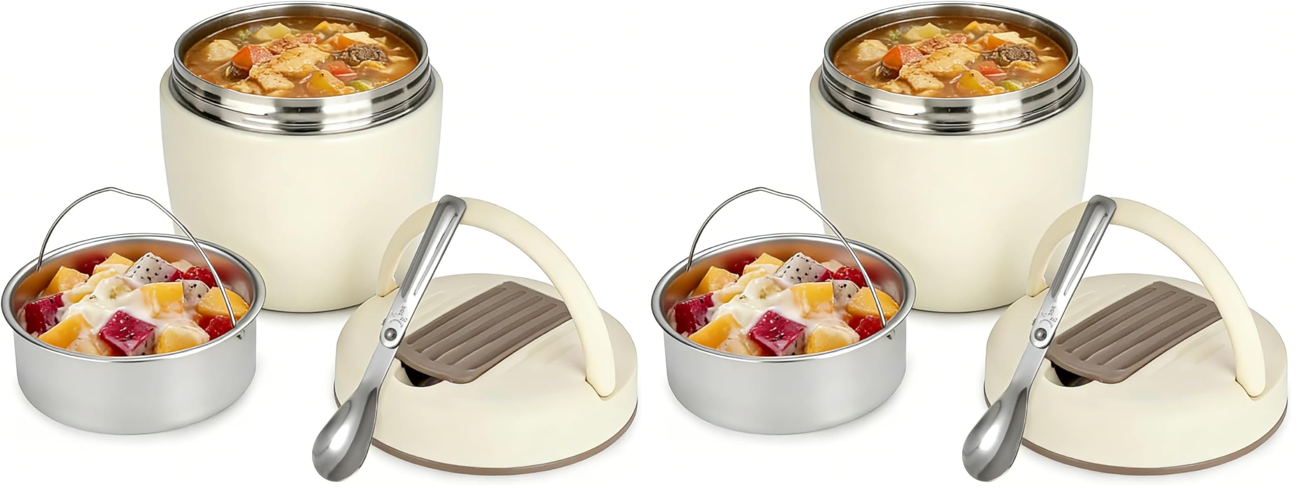 Cozary Termo para Comida Caliente 1200 ml, Recipiente Térmico para Comida, Frasco Acero Inoxidable Contenedor Térmico,Lunch Box con Cuchara Plegable, para Adultos Niños-Sin BPA (Paquete de 2)