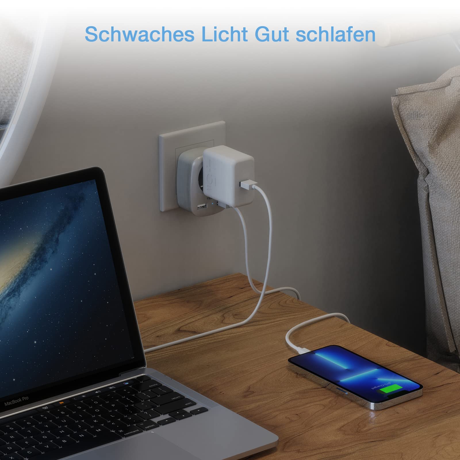 Kopp stekker adapter dubbele USB-A wit