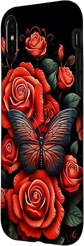 Miniatura 8 de Funda para iPhone 13 Pro Max Cute Butterfly con diseño de flores rojas y mariposas