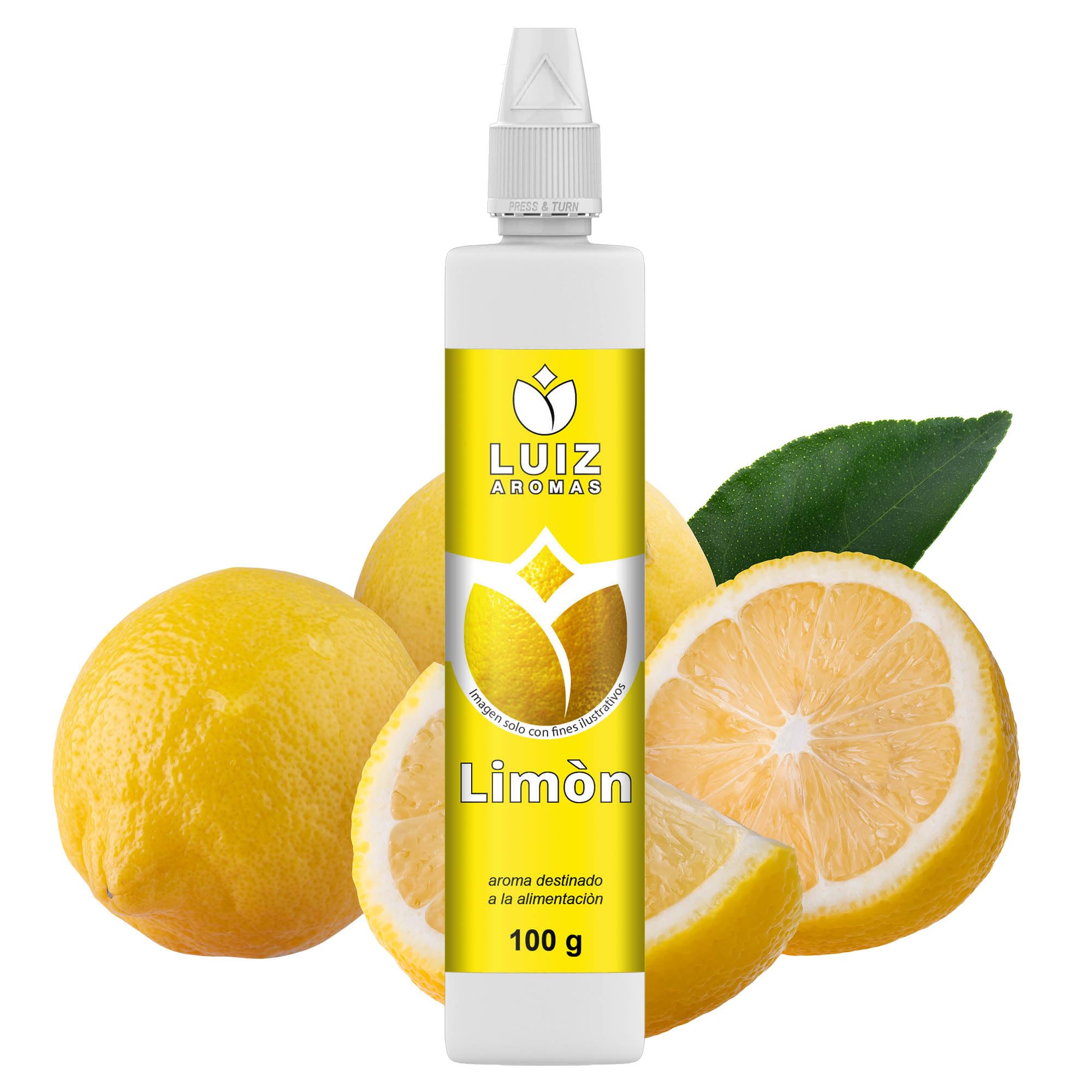 LUIZ AROMAS | Aroma Limón - Aroma Alimentario en Gotas para dulces de Hornear, Pasteles, Bizcochos y Tartas | Producto Vegano sin Calorías y sin Azucar | Producto 100% Italiano (100g)