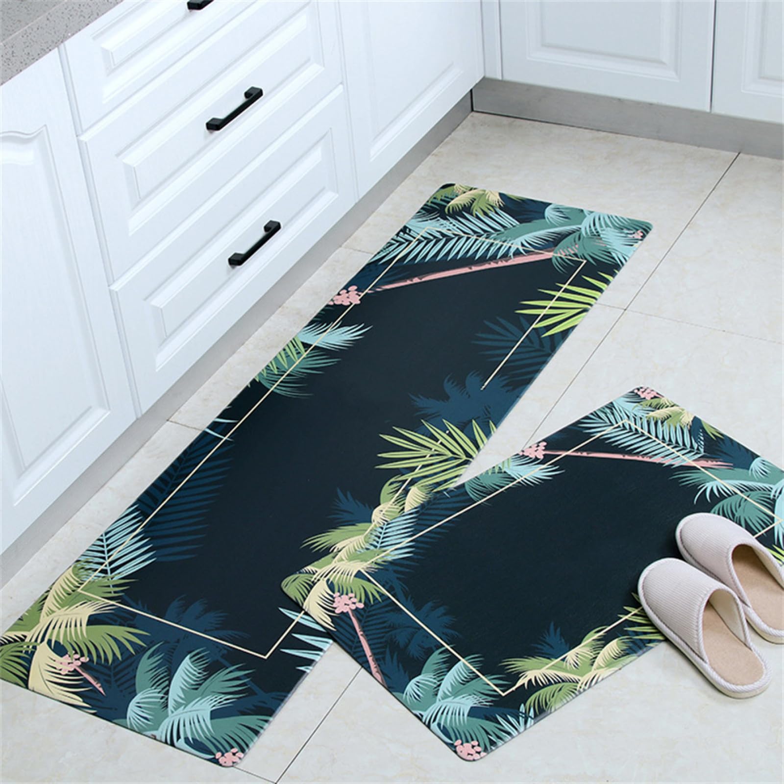 Tapis de sol cuisine antidérapant bleu lavable pour sécuriser les sols humides
