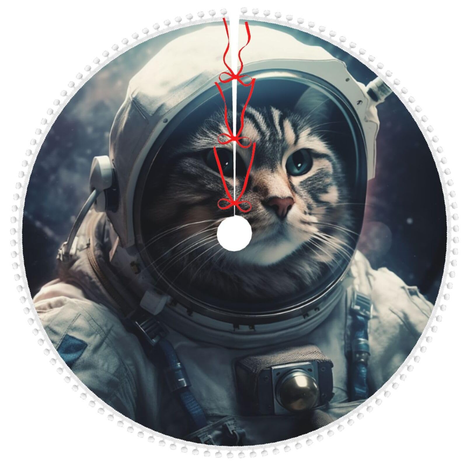 Jupe de sapin de Noël 122 cm chat astronaute pour émerveiller les enfants à Noël