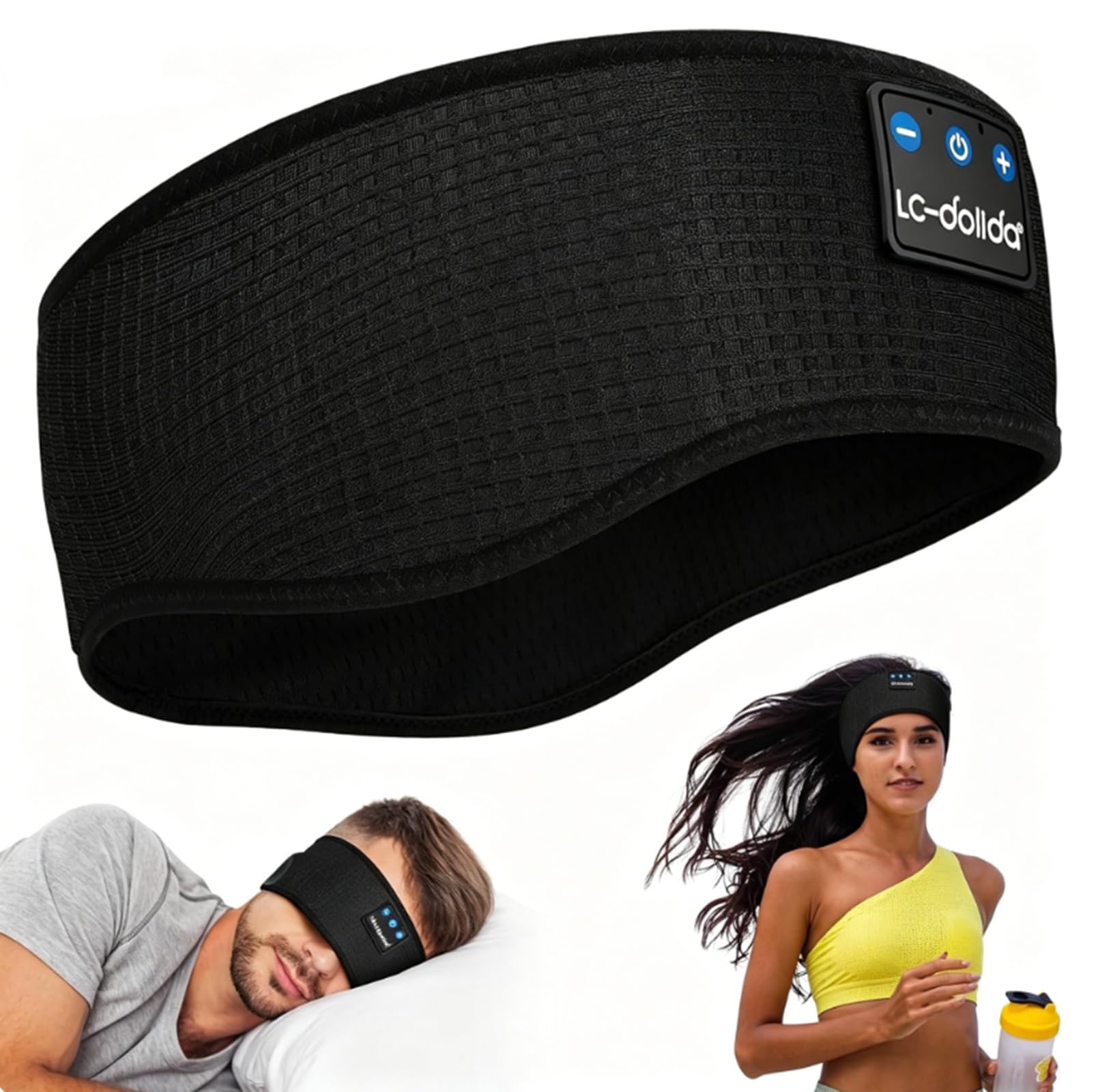 LC-dolida Bluetooth Headband, Wireless Band Sleep Headphones Sleep Mask with Thin HD Stereo Speakers Music Headband Perfect for Side Sleepers, Sport-image-11