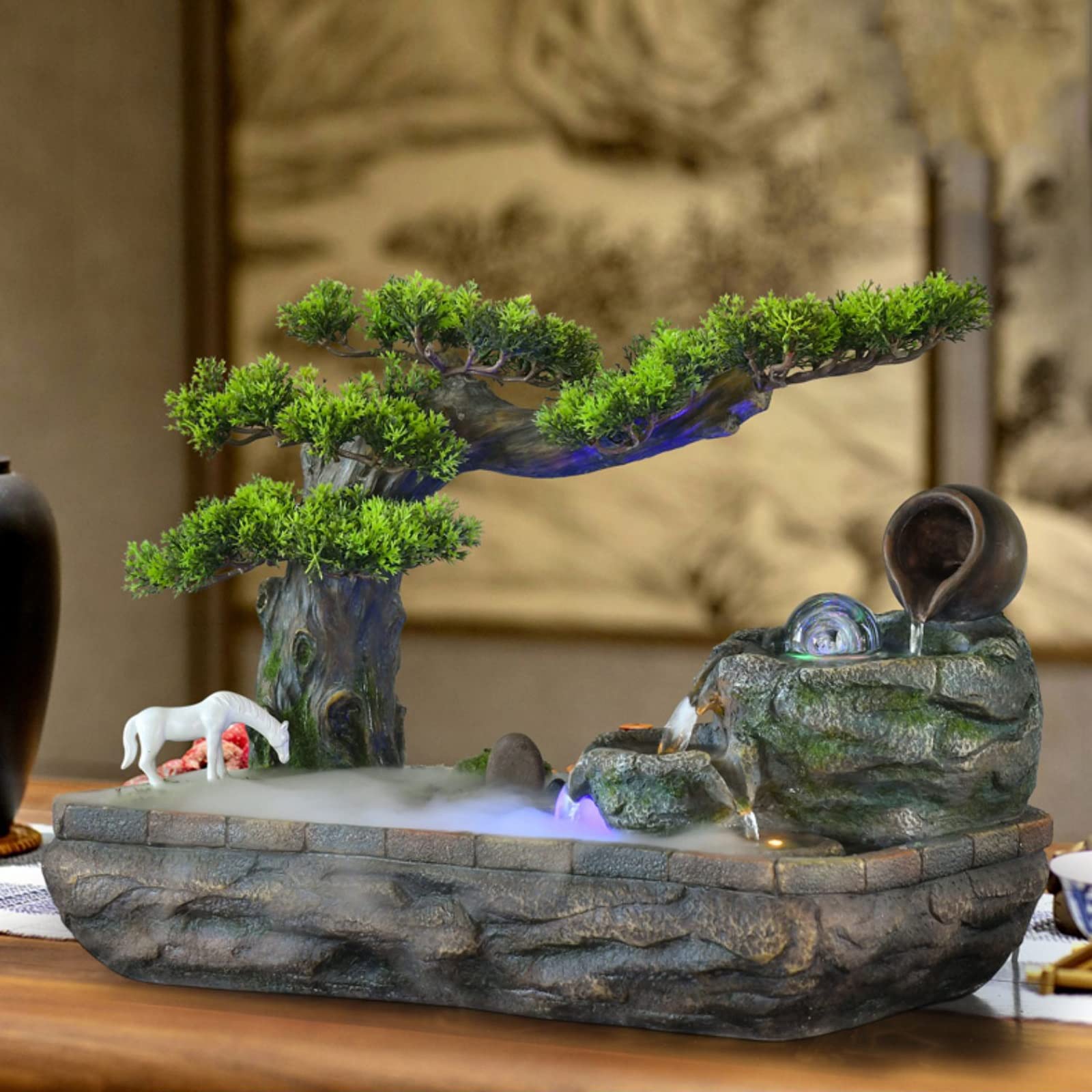 Tischbrunnen mit Kugel und Pumpe, ideal für Zuhause, Büro, Schlafzimmer oder als Dekoration für den Schreibtisch – perfekt für Zen-Meditation
