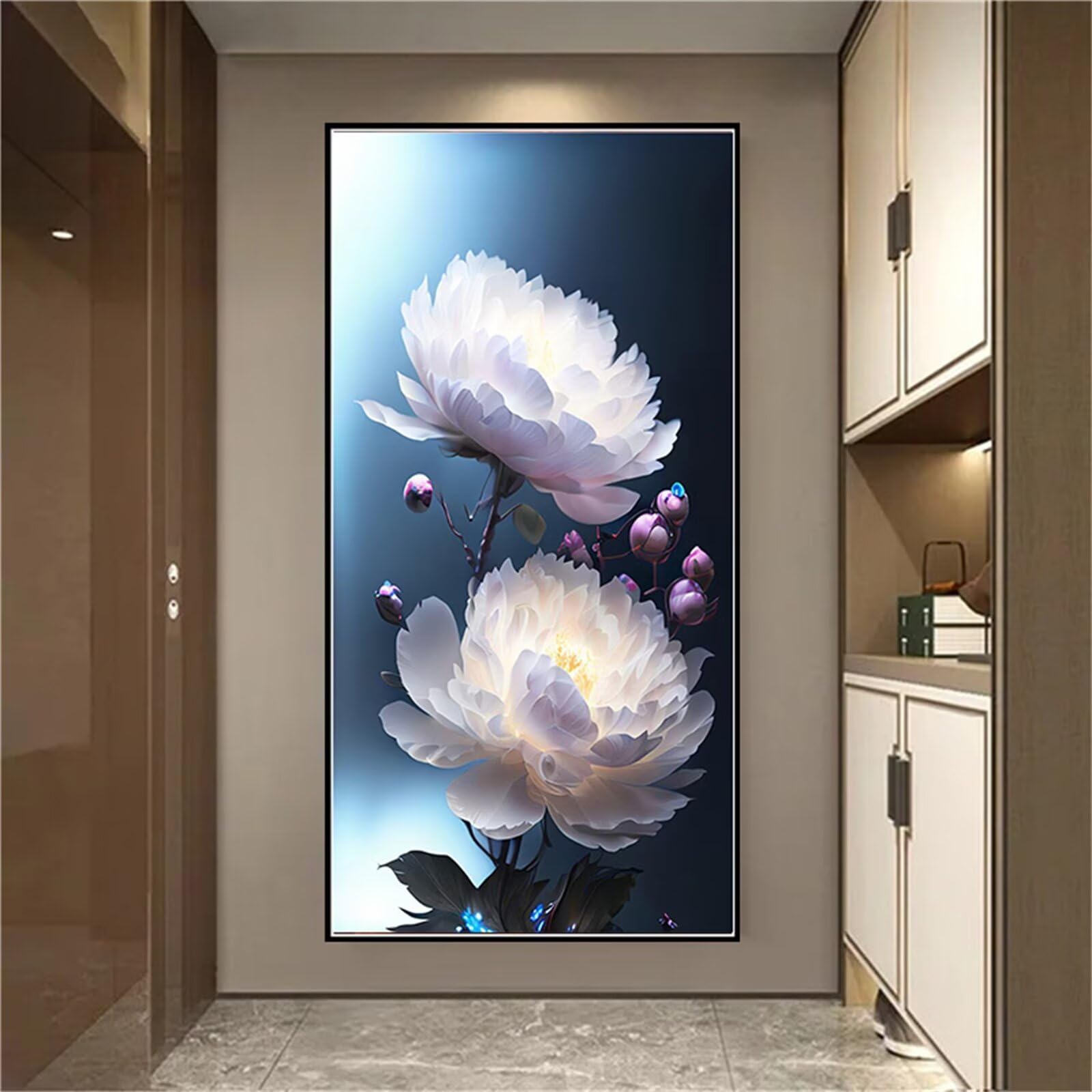 Peinture diamant pivoine blanche : chassez le stress avec ce grand format anti-anxiété 5D