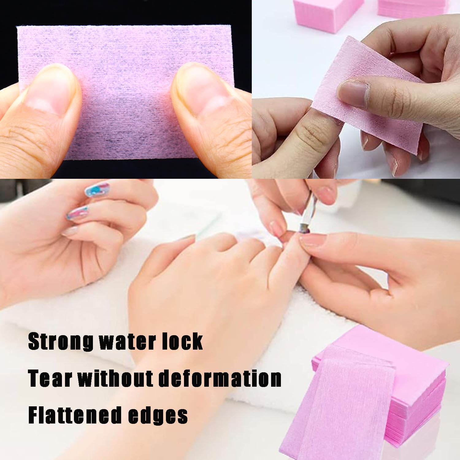 900 Pezzi Pad Unghie Senza Pelucchi, Tampone Salviette in Cotone per Unghie, Salviette per la Pulizia Senza Pelucchi per Unghie per Rimuovere Smalto e Gel(Rosa)