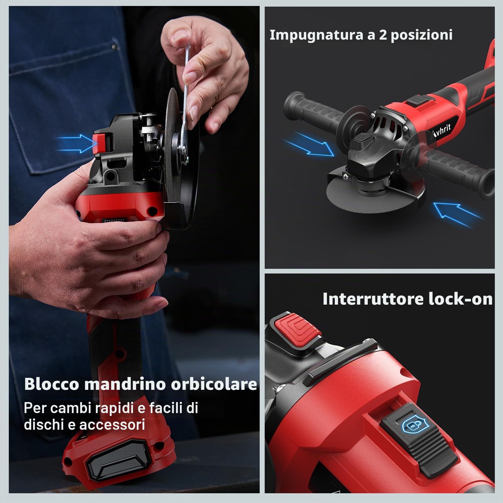 Smerigliatrice angolare a batteria con 2 x 5,0 Ah, 9500 giri/min, smerigliatrice angolare da 125 mm, senza spazzole, batteria Flex con dischi da taglio, mola per taglio, rimozione della ruggine