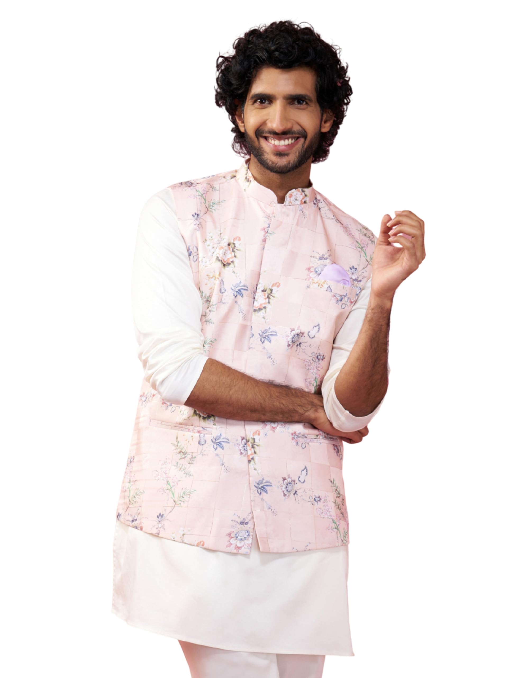 vastramay Men's Multicolor-Base-Peach - Nehru Jacket-picture-55