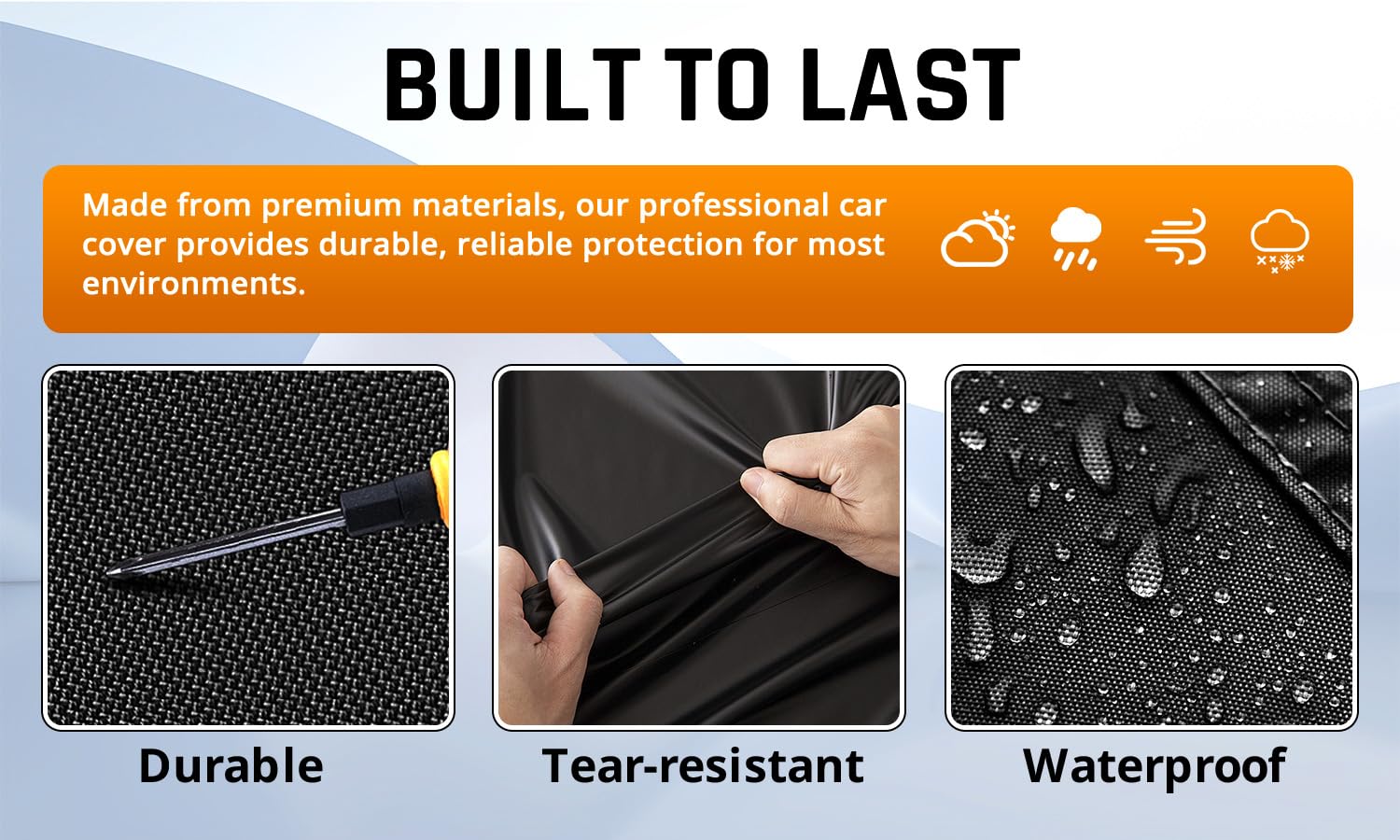 AltoCover Car Covers for Automobiles All Weather Waterproof with Silver Stripe Design Universal Fit Kia Stinger K5 Optima — view 3