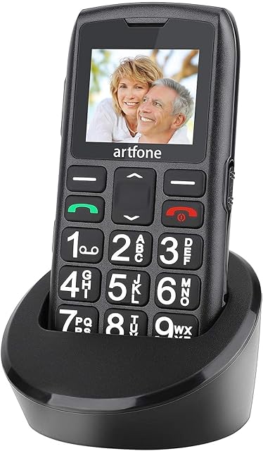 artfone Big Button Mobile Phone for Elderly,Upgraded GSM Mobile Phone With SOS Button | Talking Number | 1400mAh Battery | Dual SIM Unlocked | Torch Side Buttons | Bluetooth | Charging Dock(Black)