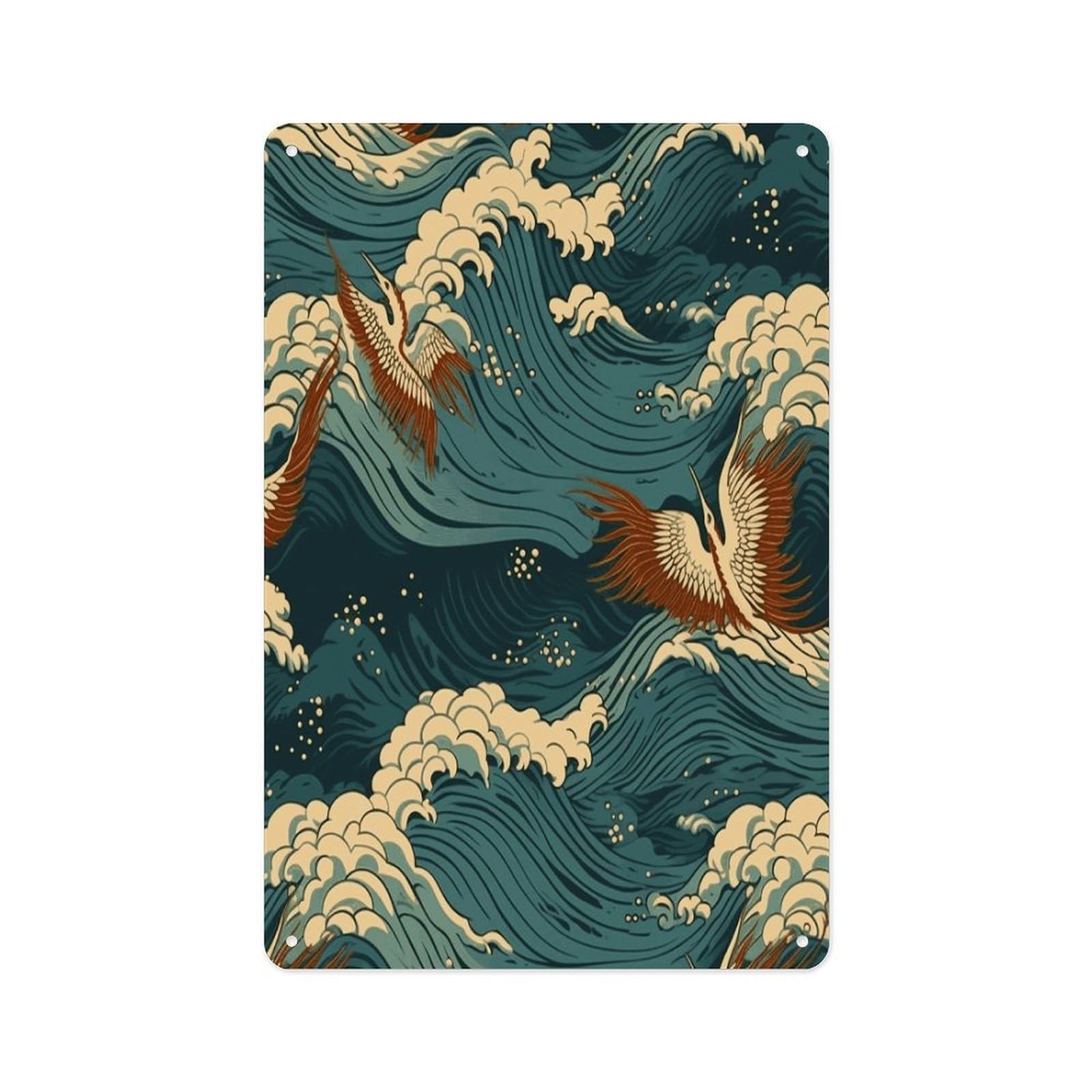 Fekiloot Style Japan Wave Wallpapers Wall Decor Metal Signs Tin Signs Poster