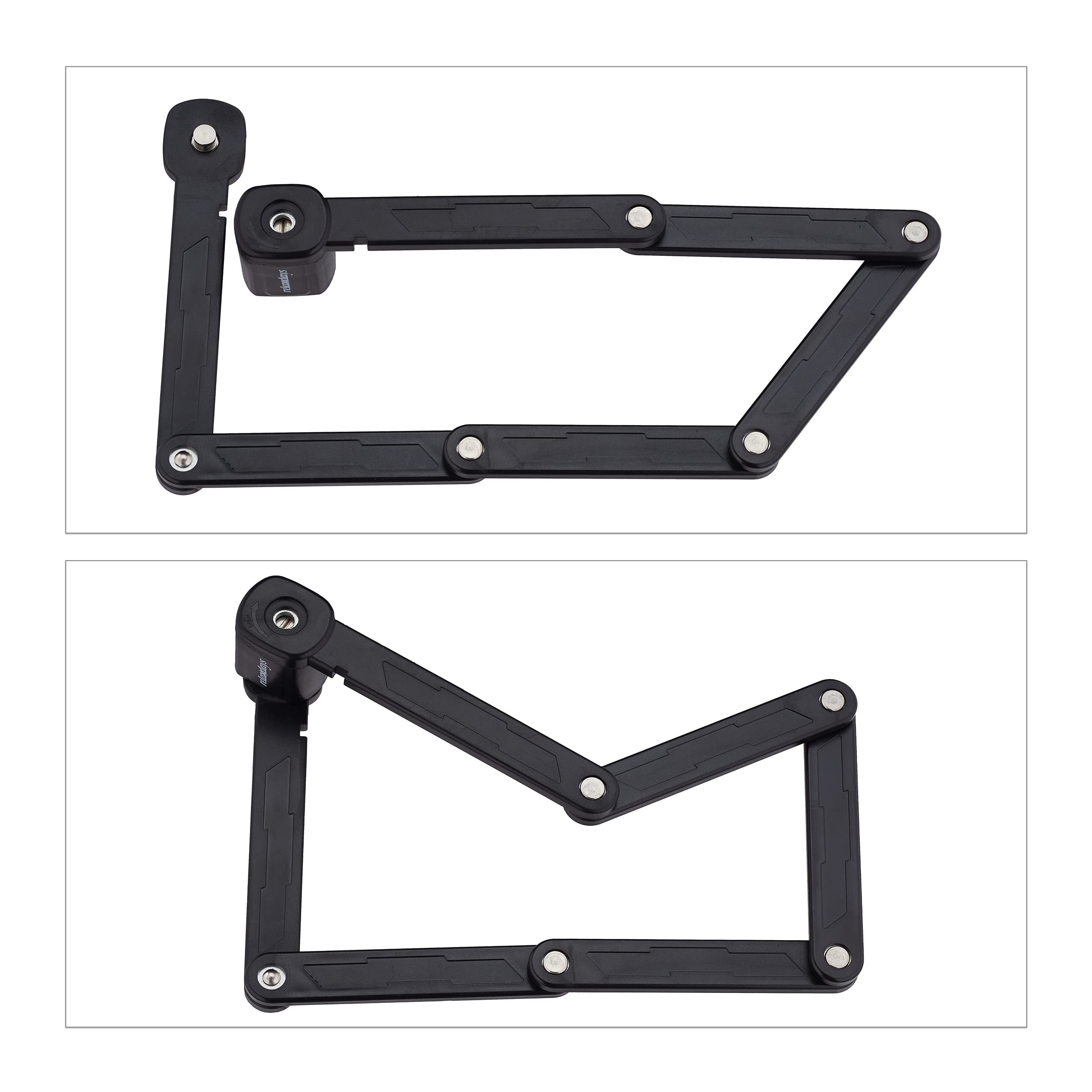 Relaxdays Lucchetto da Bici Pieghevole, Lock per Biciclette con Supporto su Telaio, 2 Chiavi, Lungo 85 cm, Acciaio, Nero