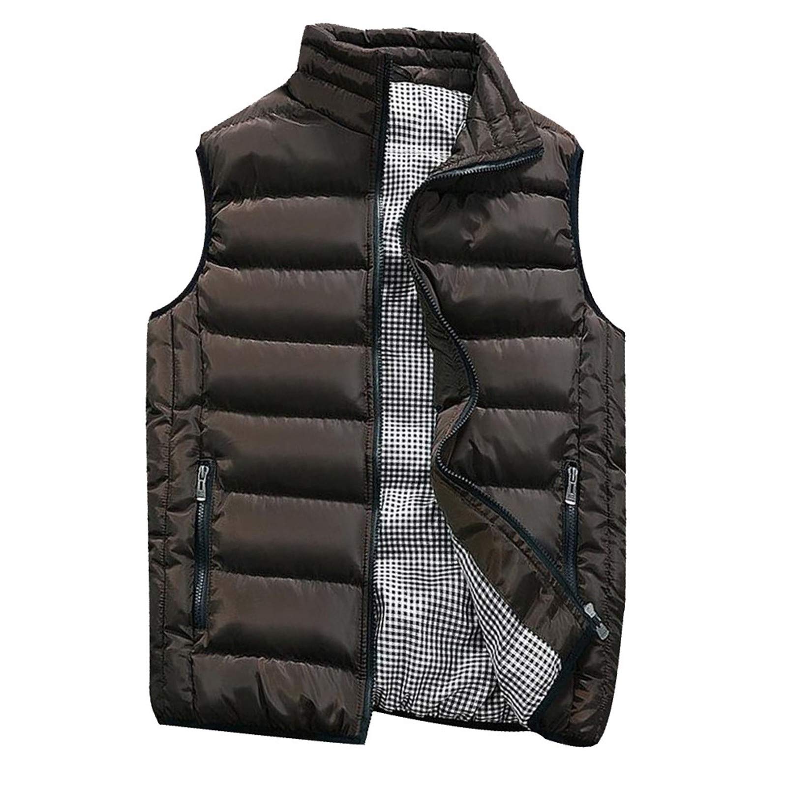 KONG JIMFAN Steppweste Herren Warm Weste Herren Stehkragen Outdoor Jacke mit Reißverschlüssen Anglerweste Taschen Ärmellose Jacke Casual Übergangsweste Dicke Daunenweste Outdoorjacke Herren