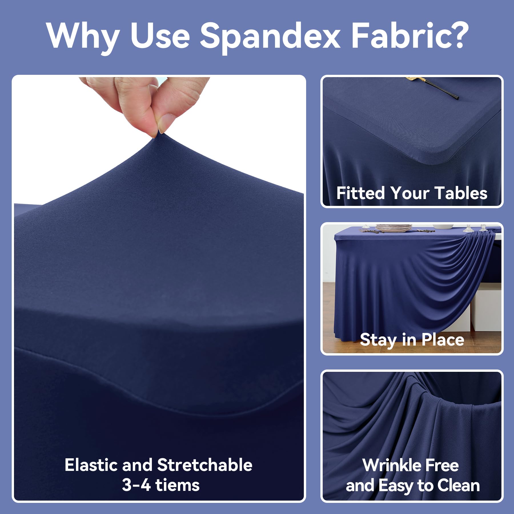EZDLOWVBA Tovaglia in spandex elasticizzato per tavoli pieghevoli standard, universale, rettangolare, per matrimoni, banchetti e feste