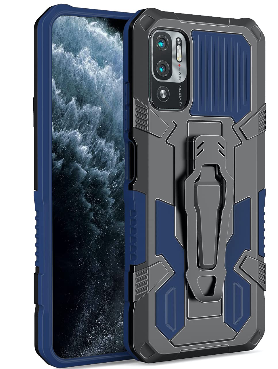 BOUNCEBACK Rubber Stand Back Cover Case for Poco M3 Pro 5g / Redmi Note 10T 5g | Without Screen Protector| - Blue (B099SD9C2P) Amazon Price History, Amazon Price Tracker