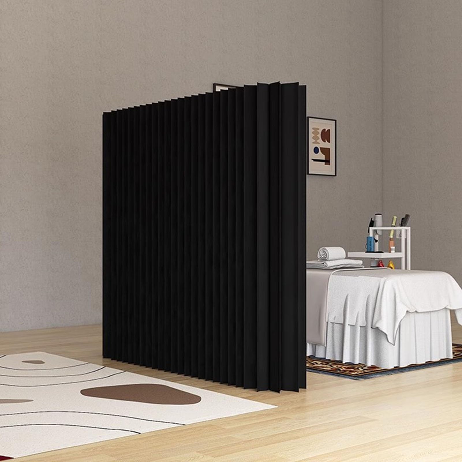 Biombo Divisor de Habitación Separadores de ambientes de Papel Modernos y biombos Plegables retráctiles, utilizados para Salas de transmisión en Vivo de oficinas y Tiendas de Ropa.(200X120X17CM)