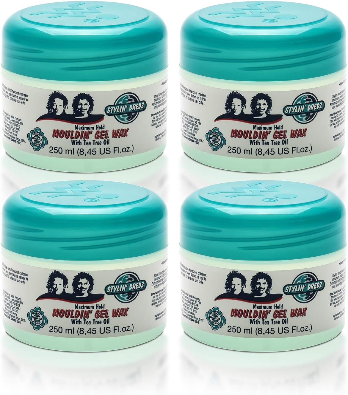 Stylin' Dredz Moulding Gel Wax with Tea Tree Oil Hair Care 250 ml (4 Pack), 250 ml, Pack of 4