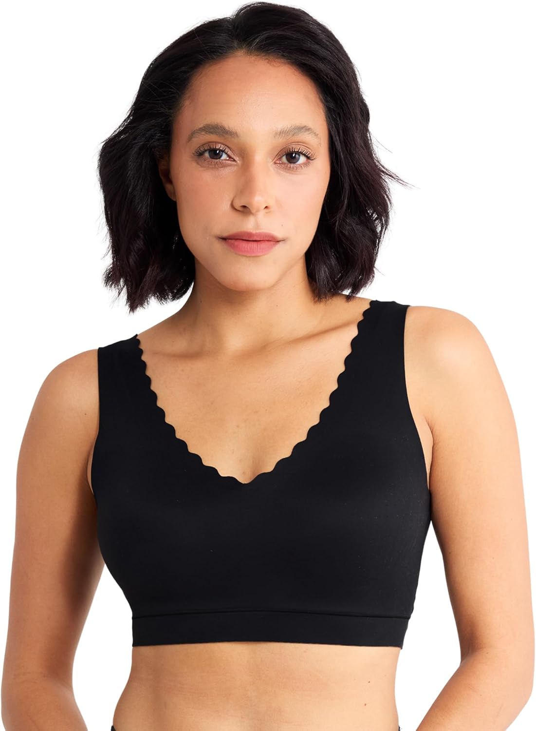 Floatley Cozy Scalloped Bra Comfort Wirefree Full Coverage Seamless Bra with Embedded Pad for Women