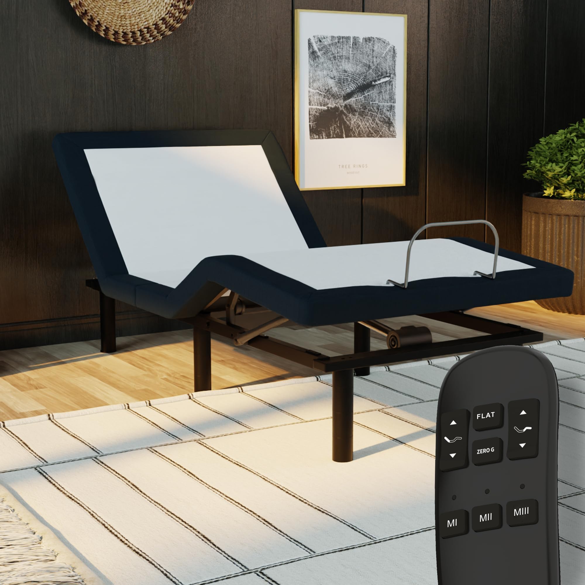 Blissful Nights Twin XL e3 Adjustable Bed Base Frame with Head and Foot Incline, Wireless Remote Control, Easy Assembly, 10 Year Warranty