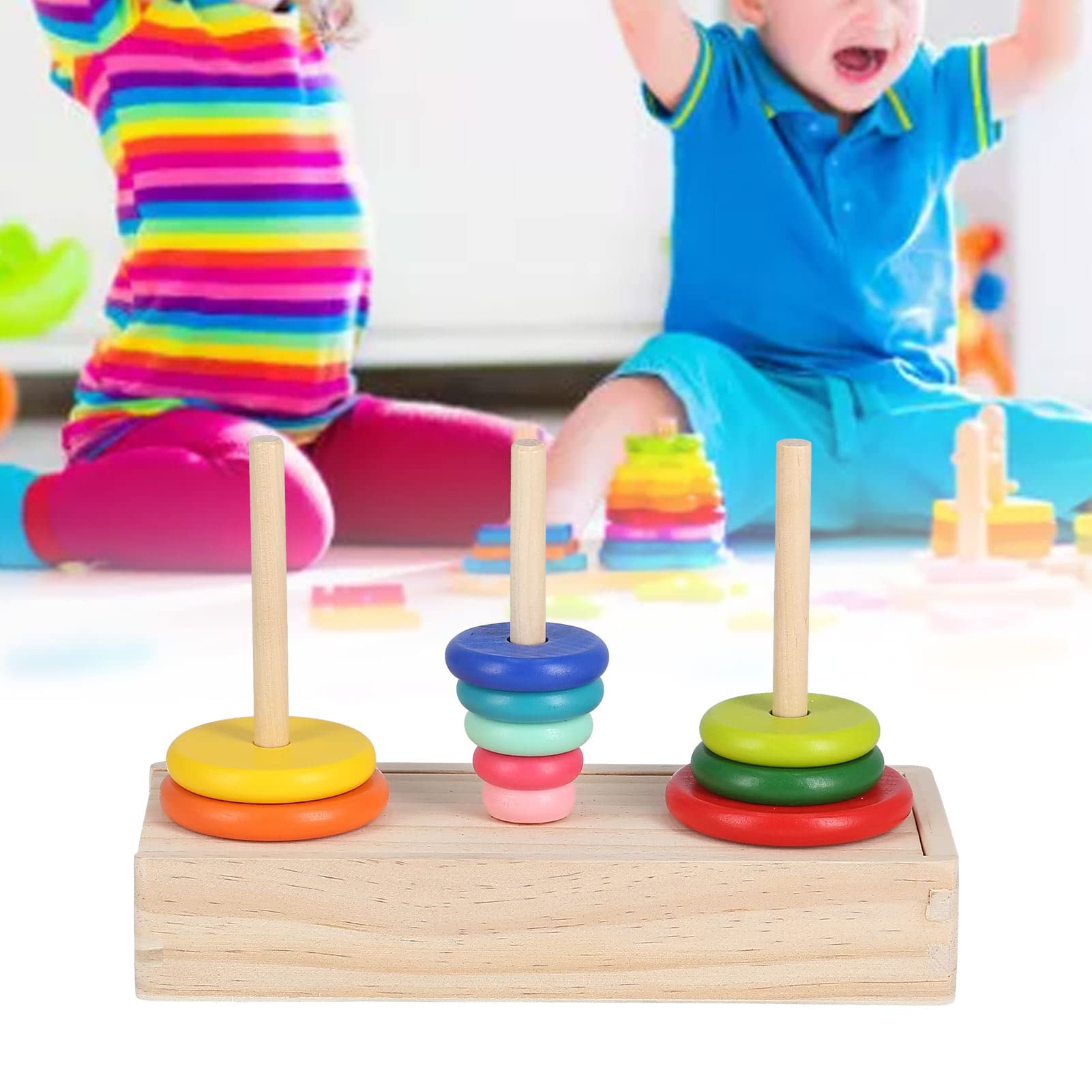 Generic Torre di Hanoi Puzzle a 10 Anelli Giocattolo in Legno, Gioco di Logica Rompicapo per Bambini Dai 5 Anni in su (Grande torre in scatola di Hanoi)