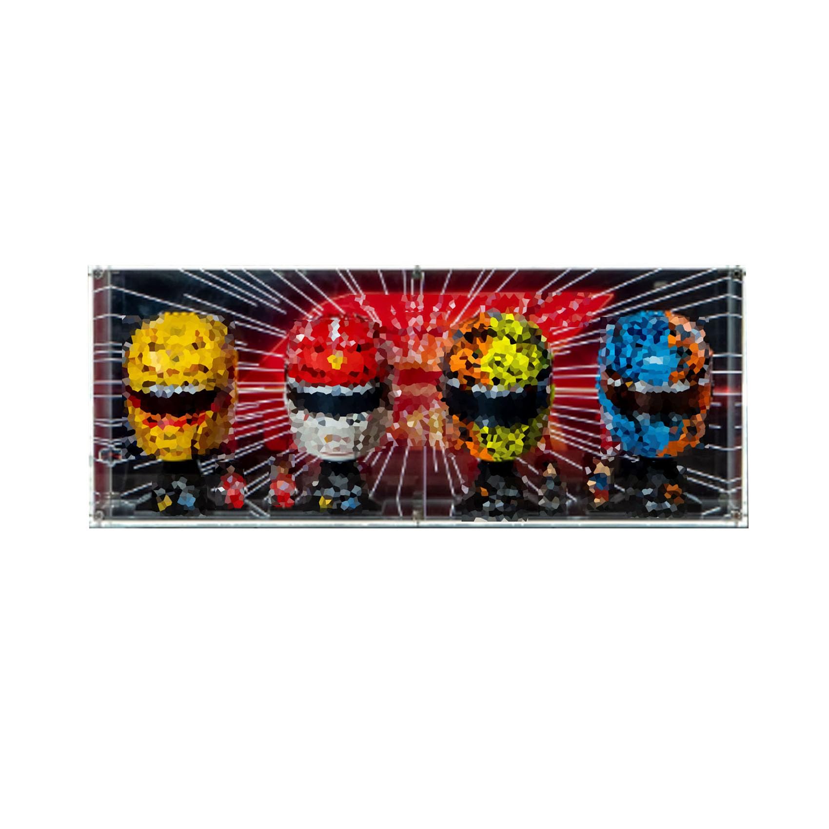 Dustproof Acrylic Display Box, Compatible with Le-go 43014/43022/43017/43023 Helmets Model photo frame,wall-mounted display case(Models not Included） (with Light)