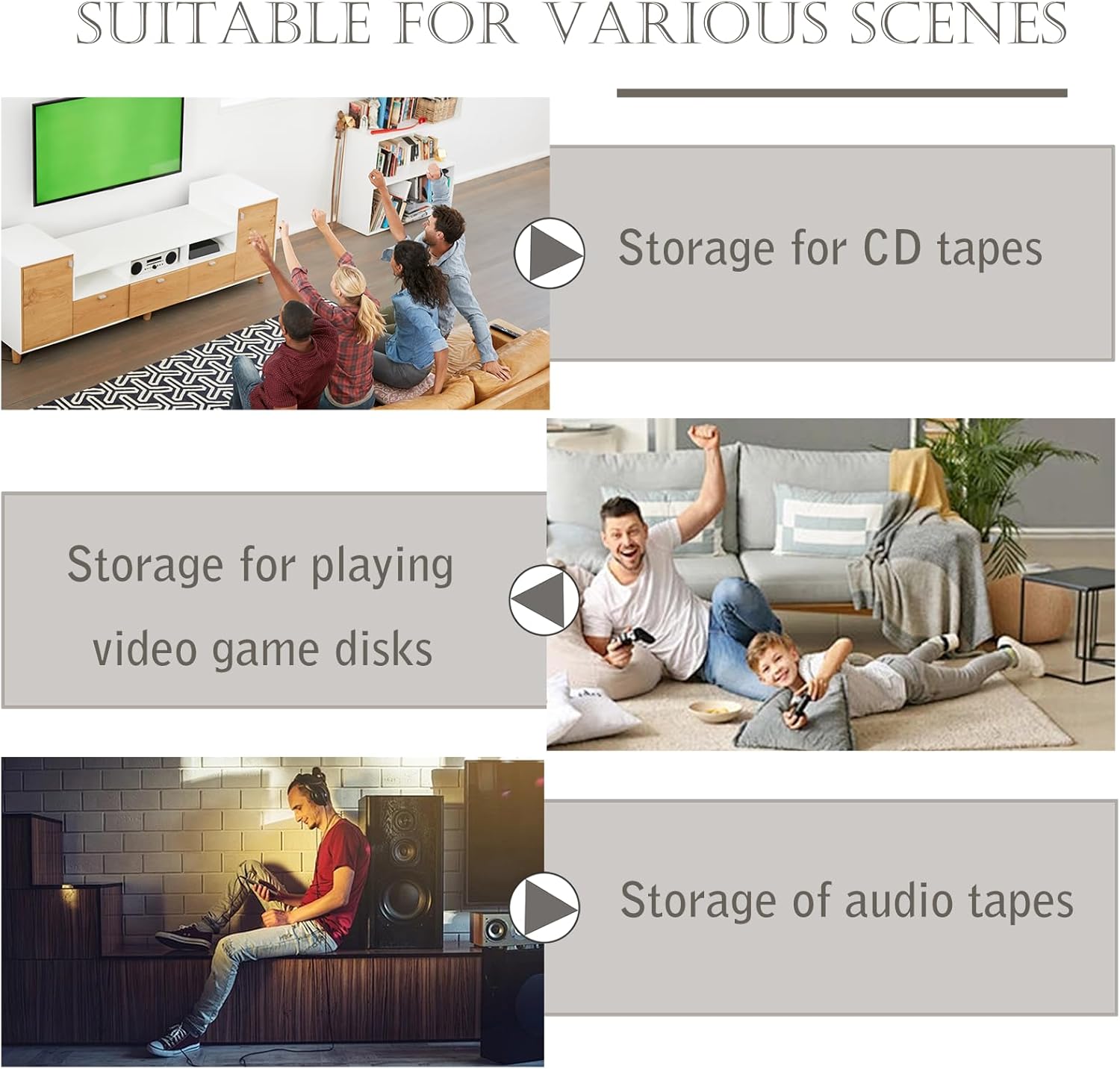2pcs Cd Storage Box Wooden CD Holder Rack, DVD Storage Racks Organizer for Cd Display Movie Cases Music Cassette Tapes Shelf Stand Record Crates