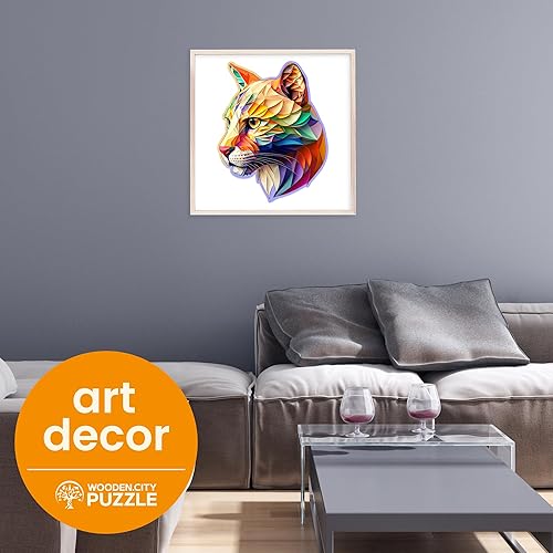 Miniatura 6 de WOODEN.CITY Wood Puzzles Gaudy Cougar de 150 piezas, rompecabezas de madera vibrantes para adultos, rompecabezas desafiantes de corte de madera,