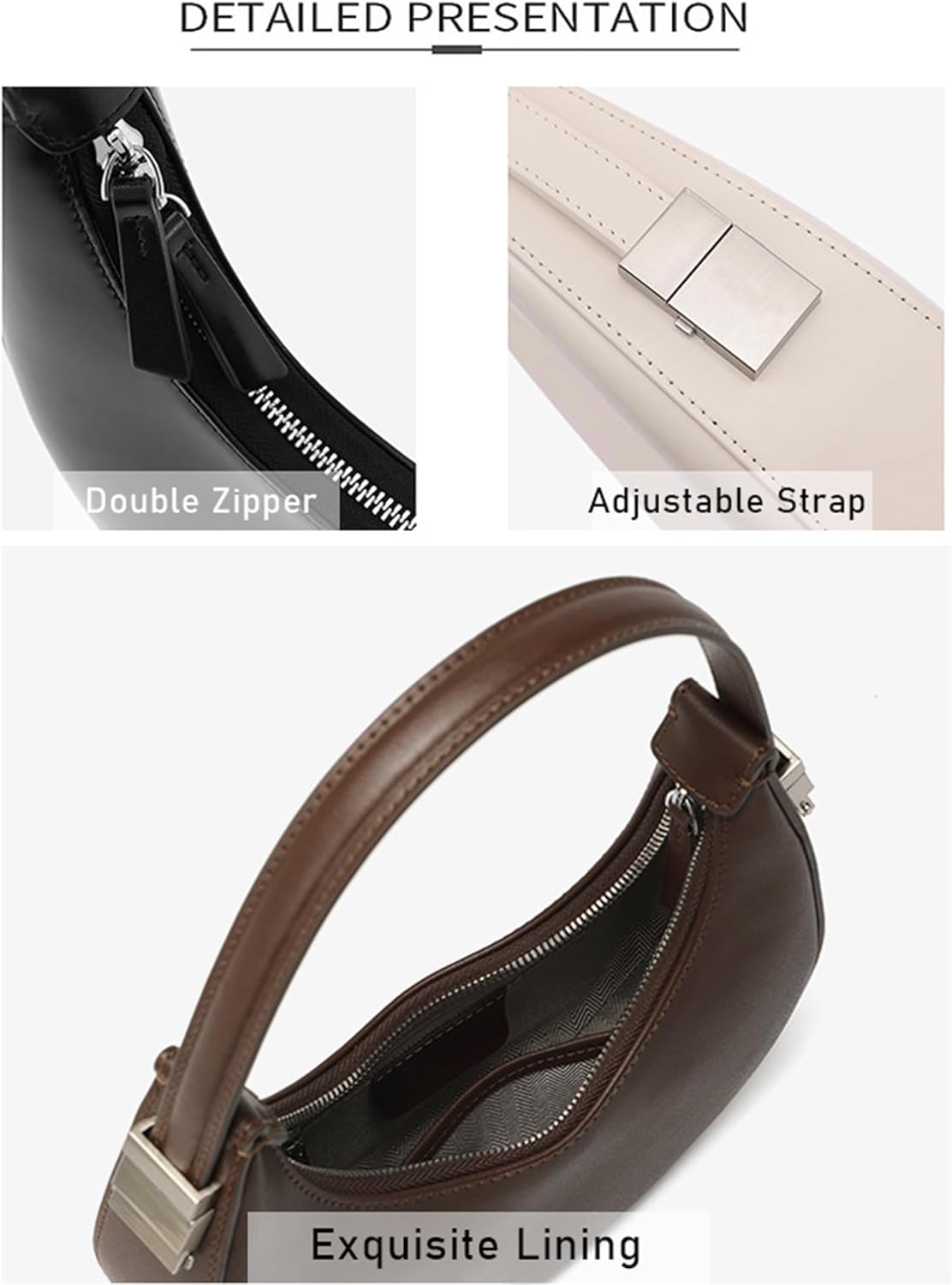 Small Purse for women,Trendy Cute Shoulder Bags Small Clutch Hobo Tote Handbag With Double Zipper Closure - Image 5