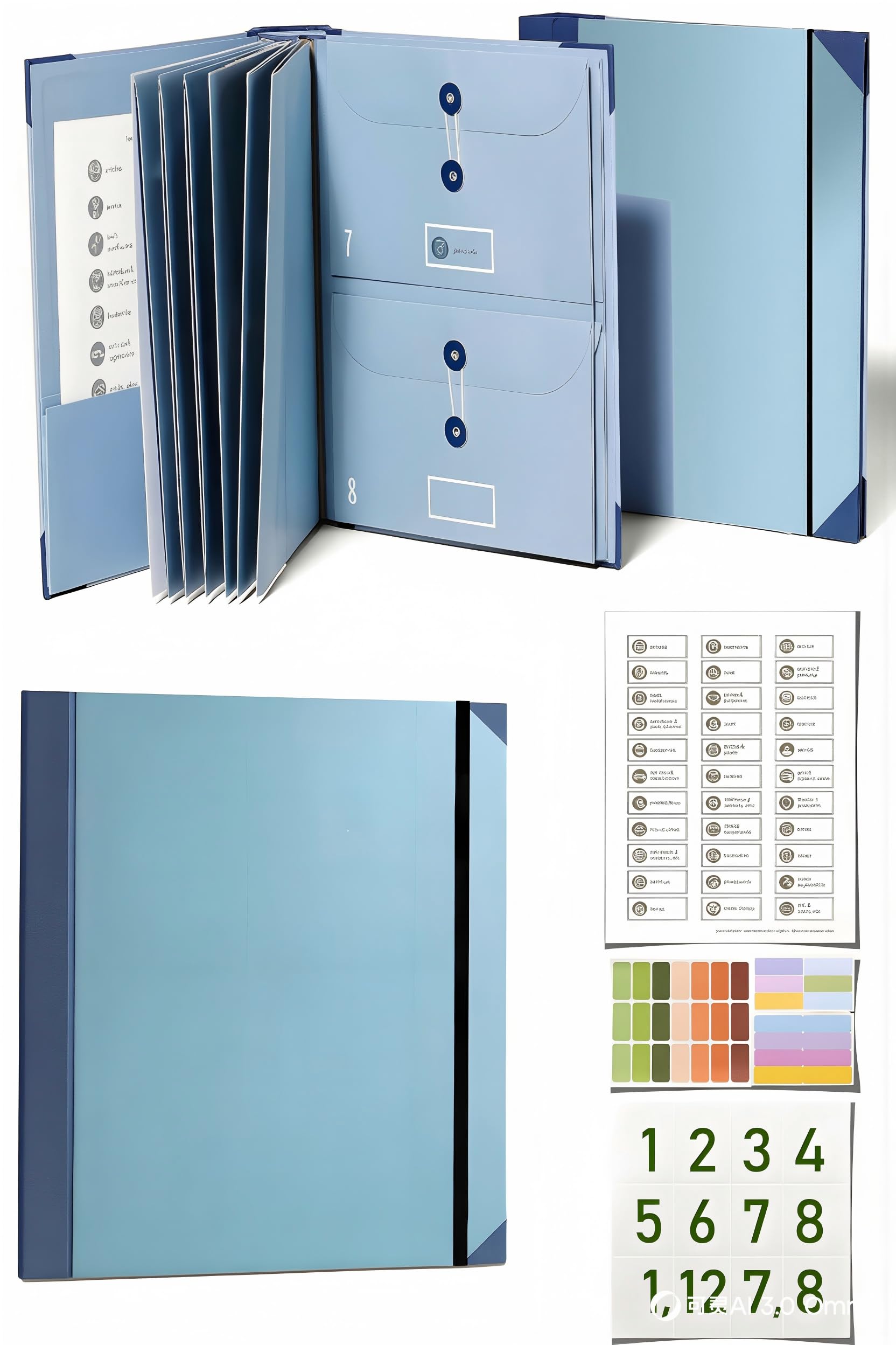 Document Organizer Folio with Labels: Personal Family Document Organizer Binder - Life Binder Organizer Kit with Pockets, Ideal Family Emergency Binder for Important Documents(Blue*1)