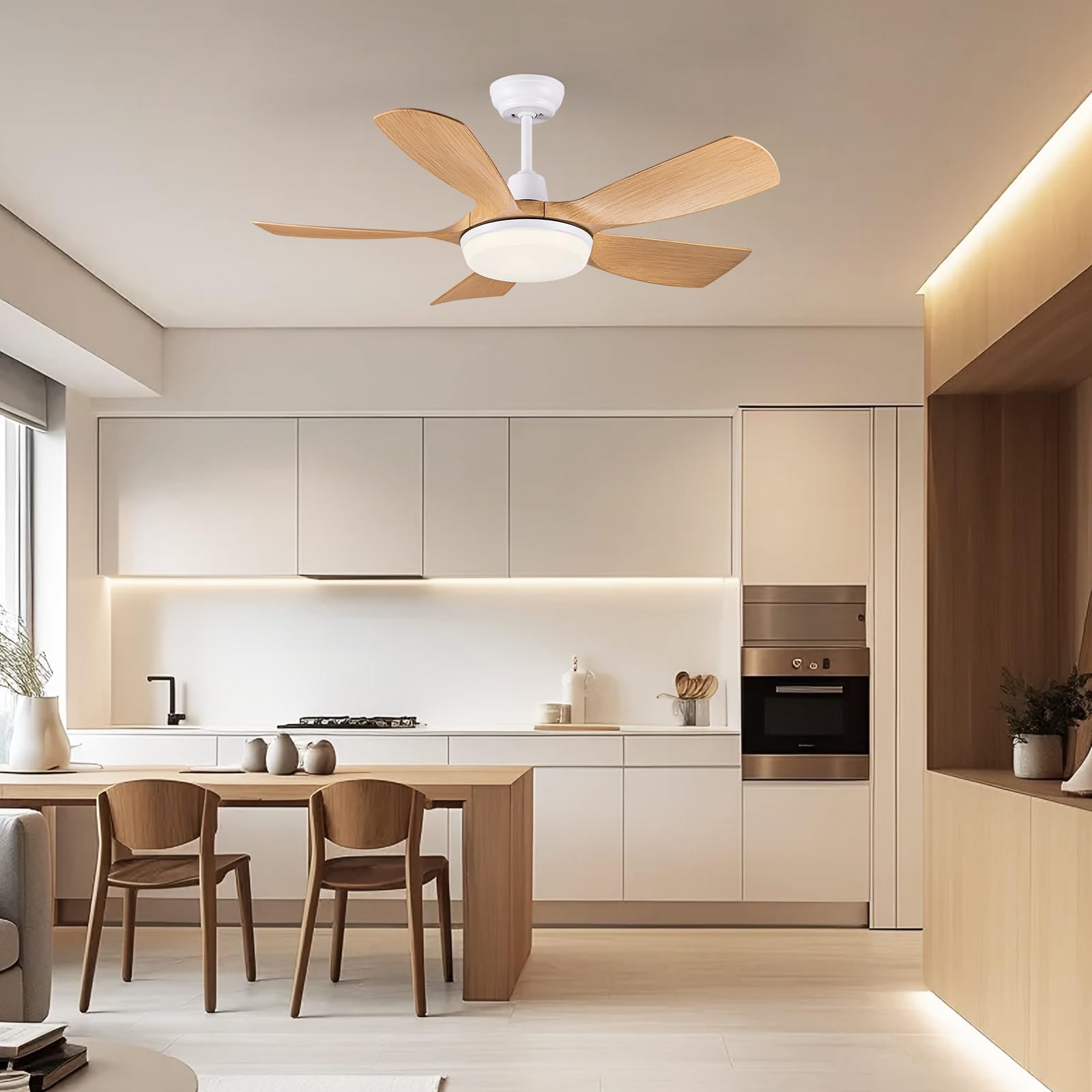 Newday Ventilatore da Soffitto Colore Legno, 106cm Ventilatore da Soffitto con Luce e Telecomando, Pale da Soffitto con Luce Dimmerabile Silenzioso con Funzione Memoria per Soggiorno Camera da letto