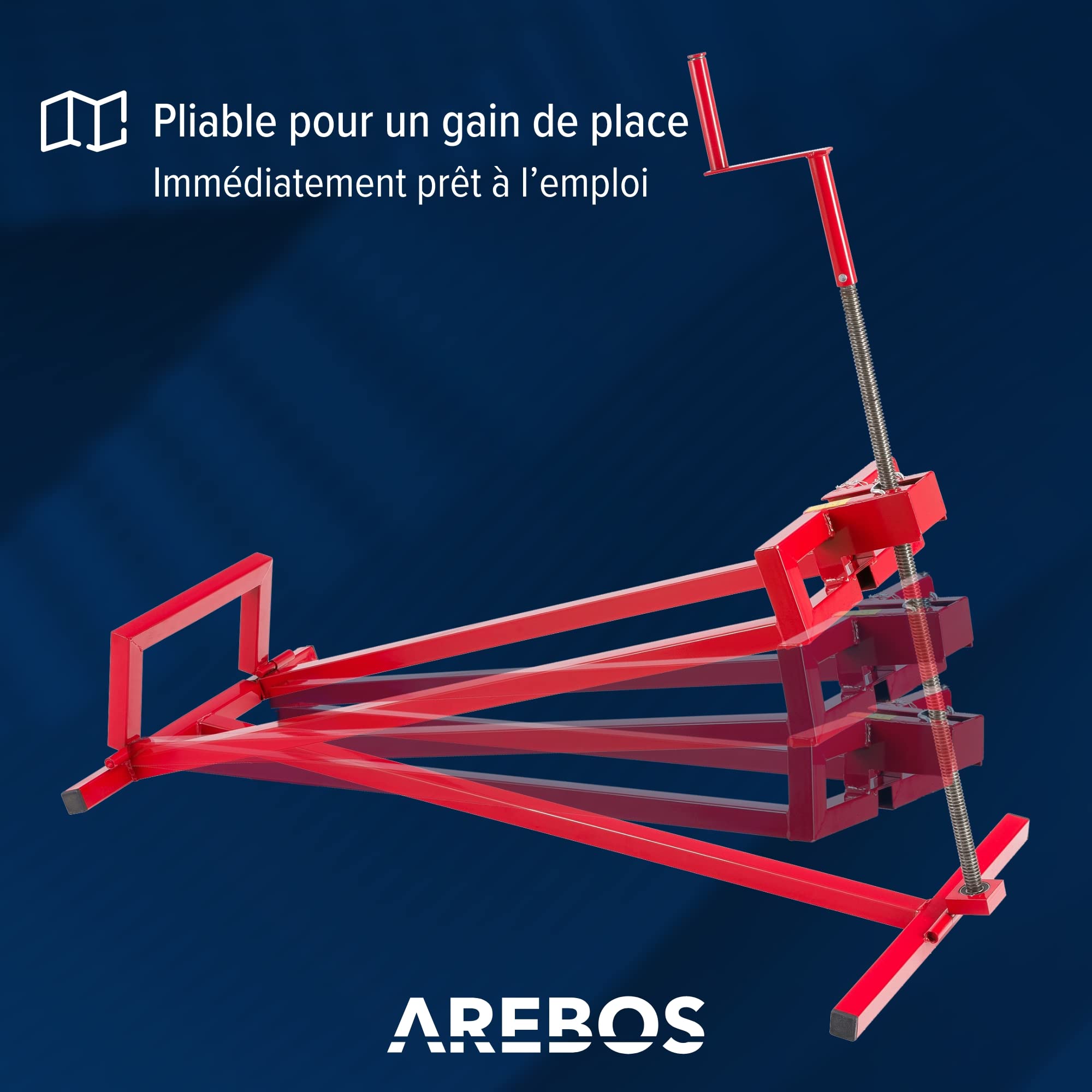 Arebos Lève-Tondeuse Tracteur-Tondeuse Dispositif de Levage Cric | 450 kg | Angle d'inclinaison à Environ 45° | Rouge | Stable et Solide