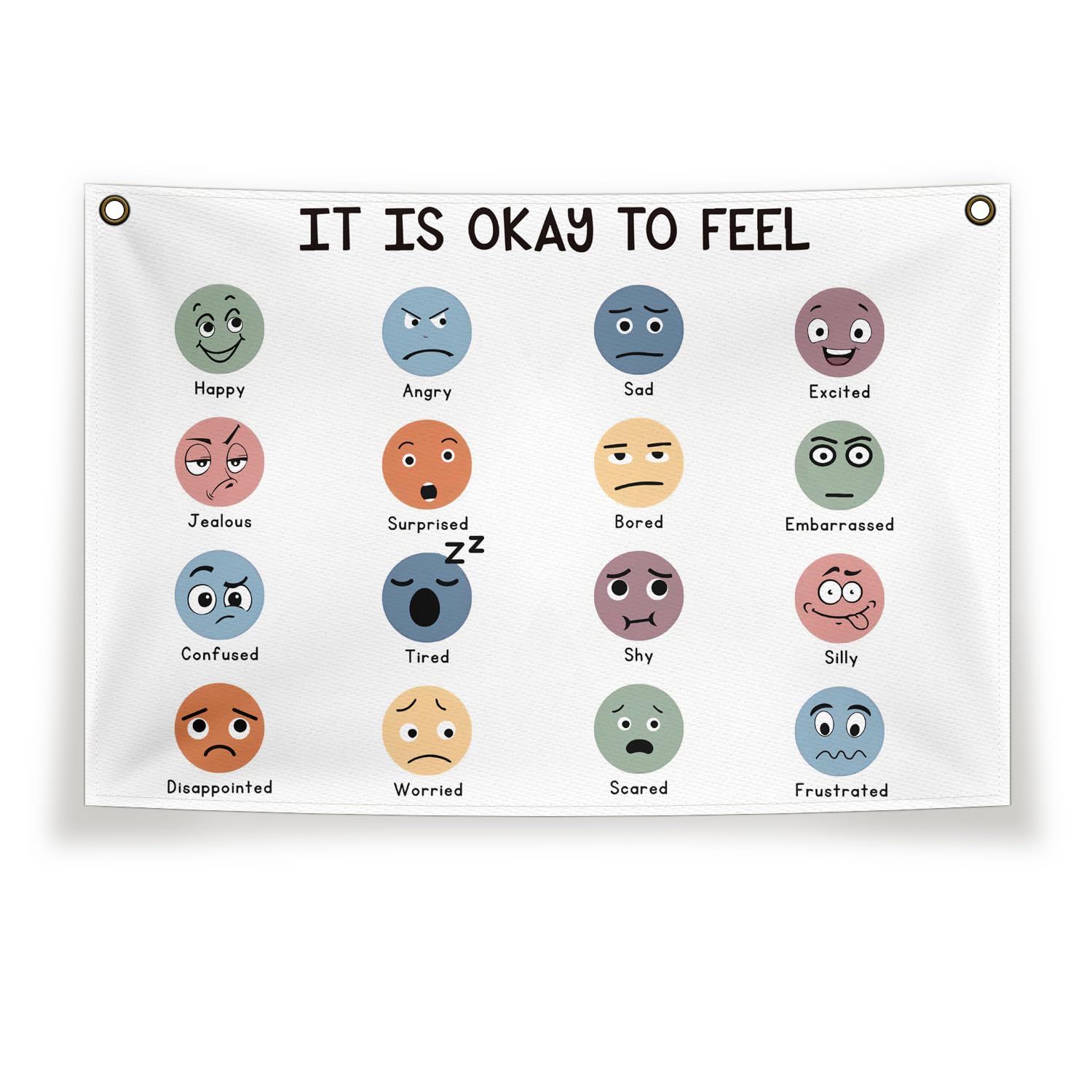 Cilrii Boho Classroom Decor,Boho Canvas Flag,Boho Feelings Chart Canvas Banner,Classroom Wall Art Kids Wall Decor for Classroom Toddler Room Bedroom 20×30 Inches