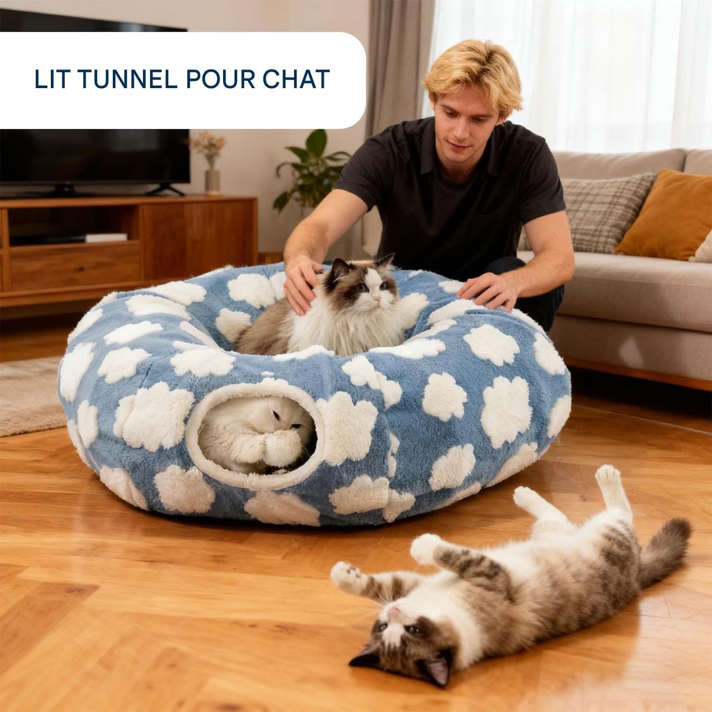 Tunnel De pour Chat Nid Lavable et Mignon | Tunnel Lit Mignon Pour Chat Pour Chaton Chiot Petit Chien Lapin Enrichissement Animaux Intérieur Chambre Salon Décoration