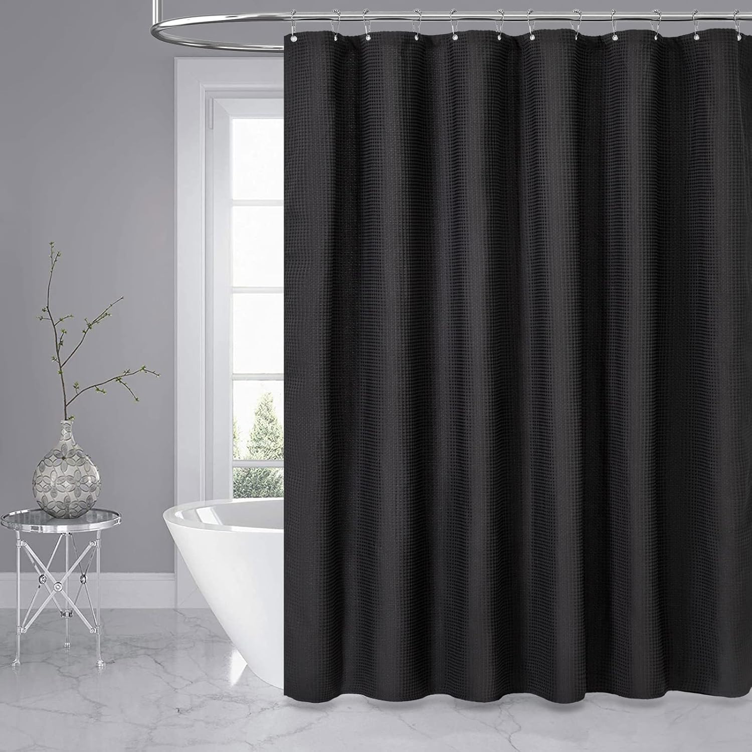 White Waffle Weave Shower Curtain