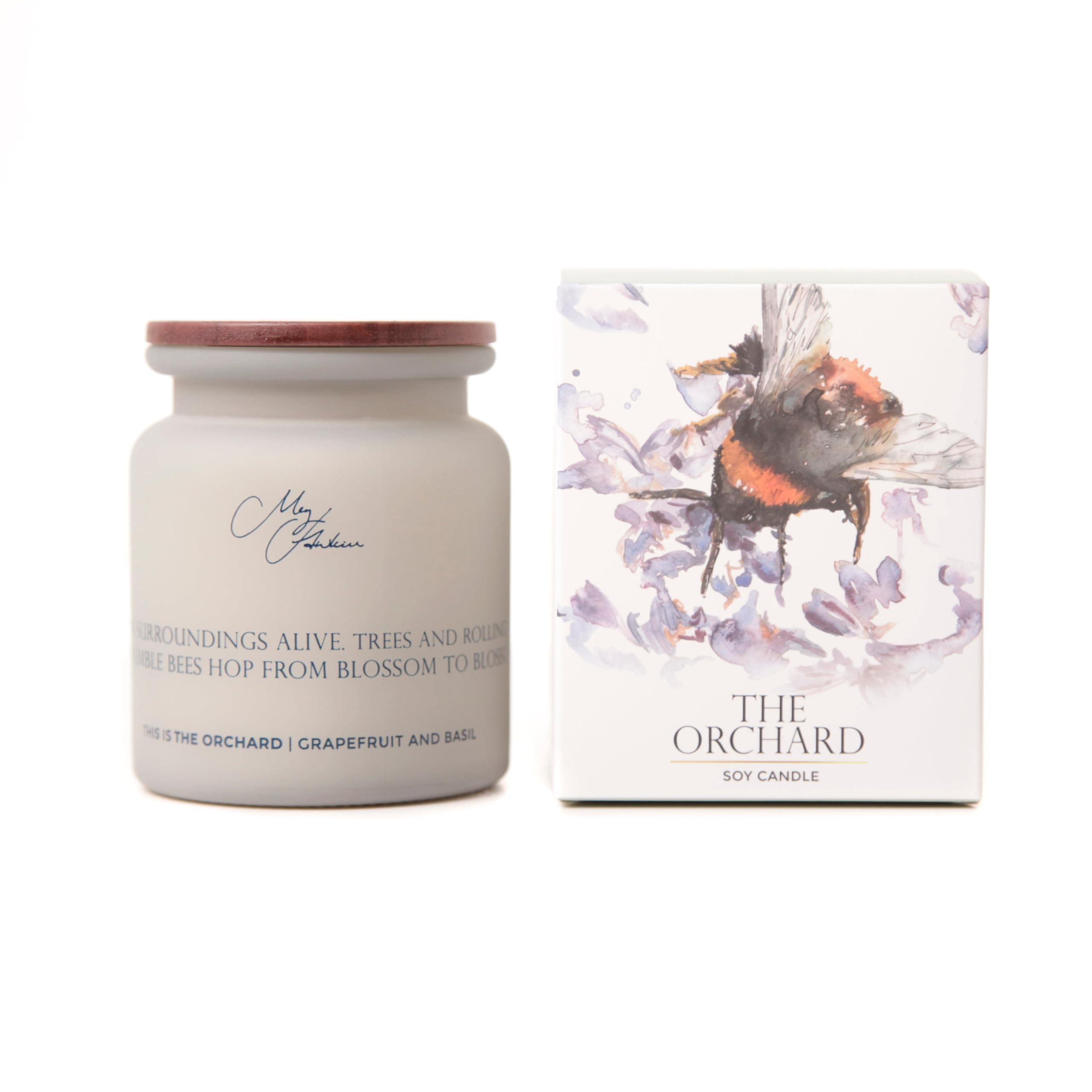 Meg Hawkins White The Orchard' Bee On Heather Design Candle