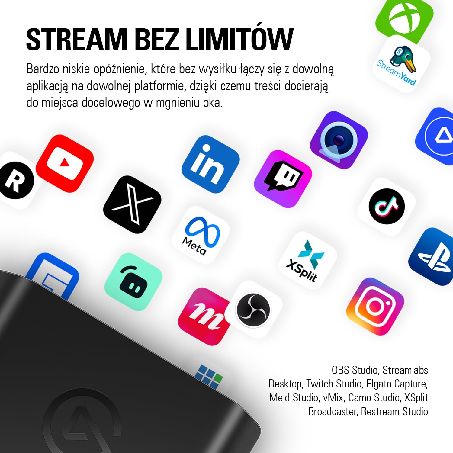 Elgato 4K X, karta przechwytująca do 4K144 | Ultraniska opóźnienie, PS5|Pro, Xbox Series X|S, Switch 2, OBS, HDMI 2.1, VRR, HDR10, USB 3.2, PC|Mac|iPad