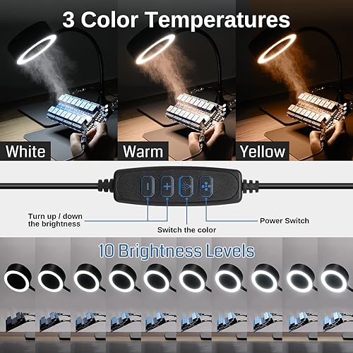 Miniatura 6 de SainSmart Ventilador extractor de humos portátil con luces LED, cuello de cisne de acero inoxidable con memoria y abrazadera de mesa reemplazable,