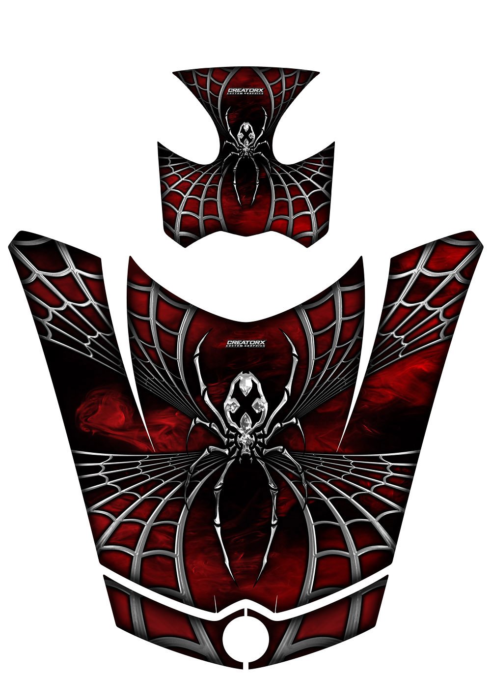 CreatorX Graphics Kit Decals Stickers for Can-Am Brp Spyder Rs Gs Hood SpiderX Black Red