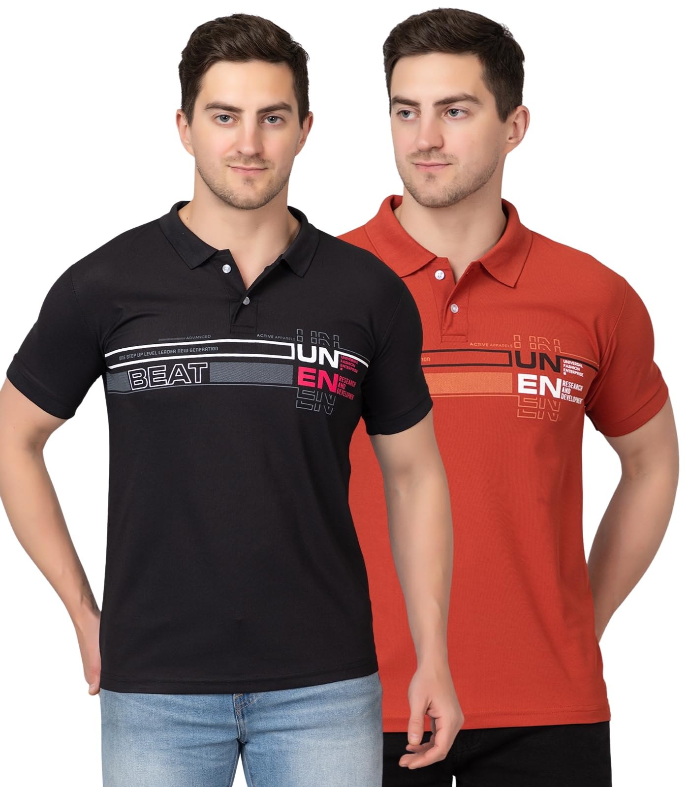 zeffit Men's Printed Polo Neck T-Shirt | Men Polyester Tshirt's | Multicolour Tshirt Combo Pack 2-picture-31