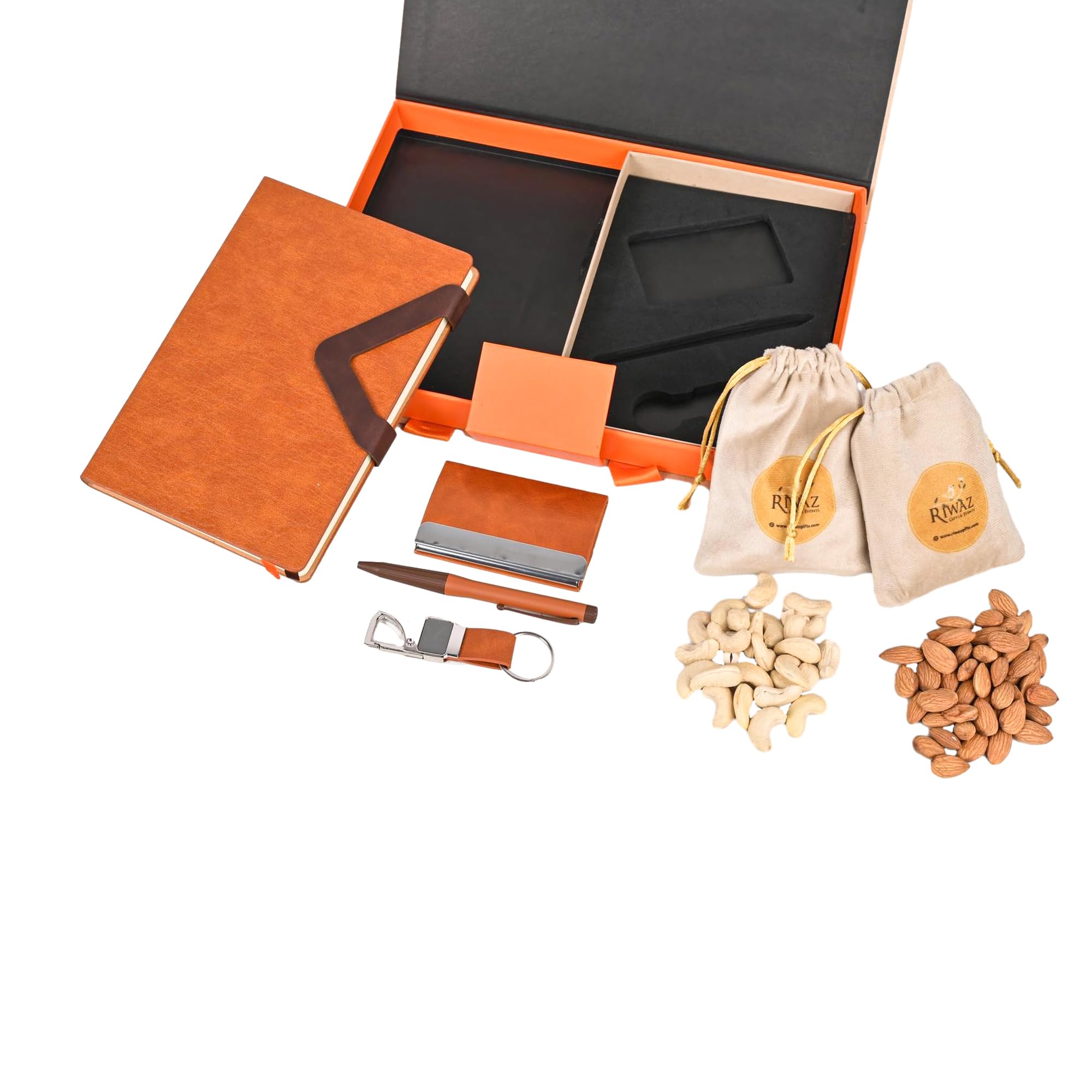 Riwaz Premium Corporate Gift Hamper for Diwali, Clients & Employees | Includes Diary, Pen, Keychain, Card Holder & Premium Dry Fruits 2