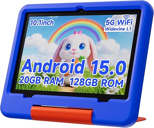 PEICHENG Tablet para niños con funda protectora EVA, Android 15.0 PC con pestaña para niños pequeños de 10.1 pulgadas de RAM 20 GB (4 + 16 expandir)