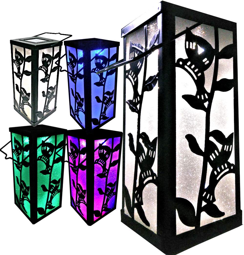 BRILLIANT AND MO Solar Hanging Lantern for Outdoors Garden Decoration Hummingbird Reflection Color Changing Light for Home Patio Deck Lawn Yard Decor