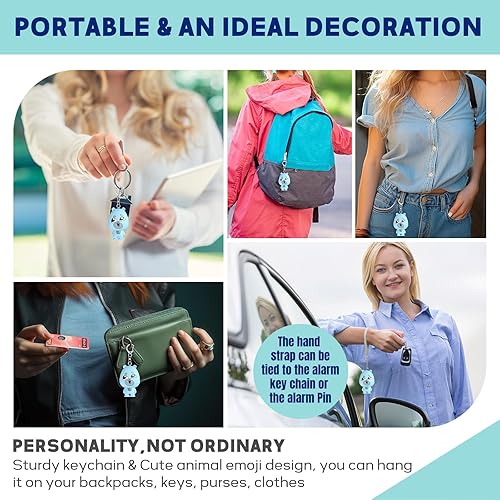 Miniatura 6 de Alarma personal para mujeres, alarma de seguridad personal recargable para mujeres, niños y ancianos, sirena fuerte de 130 dB, luz estroboscópica,